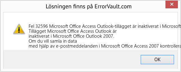 Fix Microsoft Office Access Outlook-tillägget är inaktiverat i Microsoft Office Outlook 2007 (Error Fel 32596)