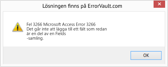 Fix Microsoft Access Error 3266 (Error Fel 3266)