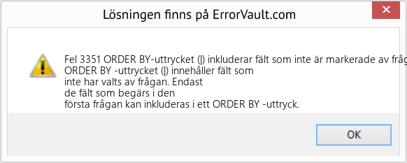Download Error <?php echo $number; ?> (ORDER BY-uttrycket (|) inkluderar fält som inte är markerade av frågan) Repair Tool Fix ORDER BY-uttrycket (|) inkluderar fält som inte är markerade av frågan (Error Fel 3351)