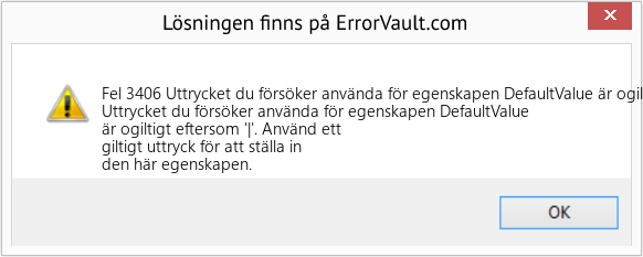 Download Error <?php echo $number; ?> (Uttrycket du försöker använda för egenskapen DefaultValue är ogiltigt eftersom '|') Repair Tool Fix Uttrycket du försöker använda för egenskapen DefaultValue är ogiltigt eftersom '|' (Error Fel 3406)