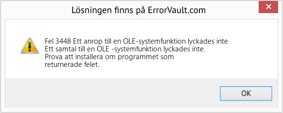 Fix Ett anrop till en OLE-systemfunktion lyckades inte (Error Fel 3448)