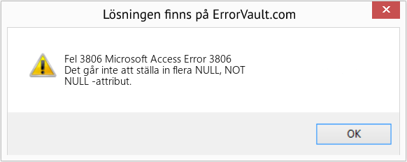 Fix Microsoft Access Error 3806 (Error Fel 3806)