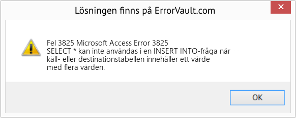 Fix Microsoft Access Error 3825 (Error Fel 3825)