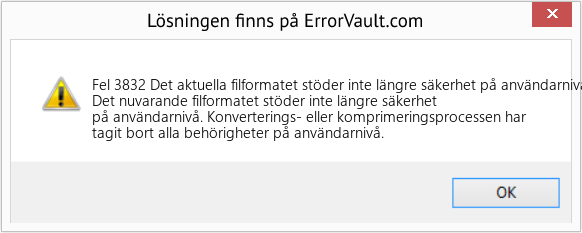 Download Error <?php echo $number; ?> (Det aktuella filformatet stöder inte längre säkerhet på användarnivå) Repair Tool Fix Det aktuella filformatet stöder inte längre säkerhet på användarnivå (Error Fel 3832)