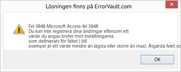 Fix Microsoft Access-fel 3848 (Error Fel 3848)