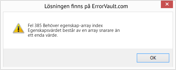 Fix Behöver egenskap-array index (Error Fel 385)