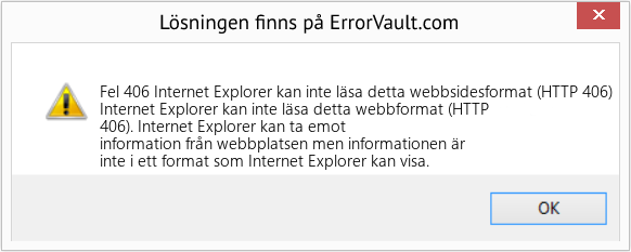 Fix Internet Explorer kan inte läsa detta webbsidesformat (HTTP 406) (Error Fel 406)