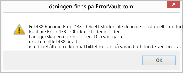 Fix Runtime Error 438 - Objekt stöder inte denna egenskap eller metod (Error Fel 438)