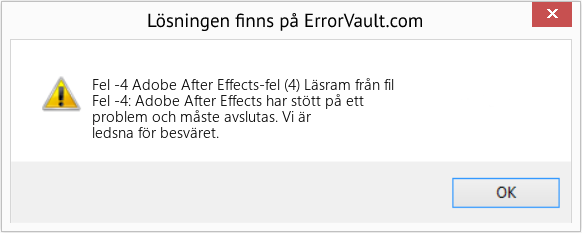 Fix Adobe After Effects-fel (4) Läsram från fil (Error Fel -4)