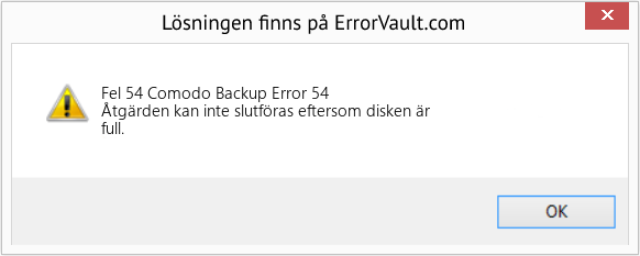 Fix Comodo Backup Error 54 (Error Fel 54)