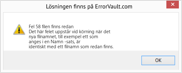 Download Error <?php echo $number; ?> (filen finns redan) Repair Tool Fix filen finns redan (Error Fel 58)