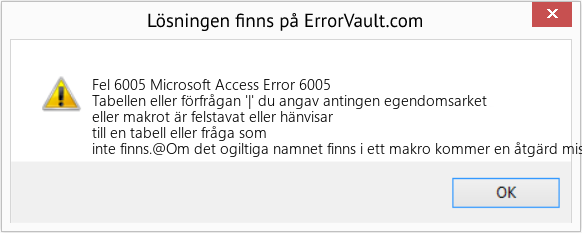 Fix Microsoft Access Error 6005 (Error Fel 6005)