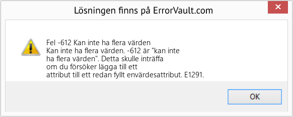 Download Error <?php echo $number; ?> (Kan inte ha flera värden) Repair Tool Fix Kan inte ha flera värden (Error Fel -612)