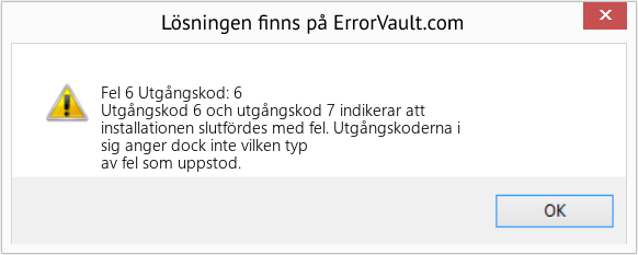Download Error <?php echo $number; ?> (Utgångskod: 6) Repair Tool Fix Utgångskod: 6 (Error Fel 6)