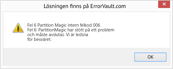 Fix Partition Magic intern felkod 006 (Error Fel 6)