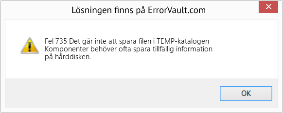 Fix Det går inte att spara filen i TEMP-katalogen (Error Fel 735)