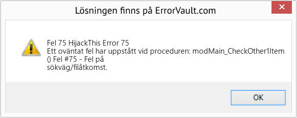 Download Error <?php echo $number; ?> (HijackThis Error 75) Repair Tool Fix HijackThis Error 75 (Error Fel 75)