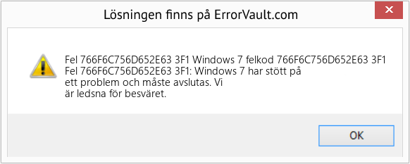 Fix Windows 7 felkod 766F6C756D652E63 3F1 (Error Fel 766F6C756D652E63 3F1)