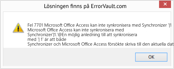 Fix Microsoft Office Access kan inte synkronisera med Synchronizer '|1 (Error Fel 7701)