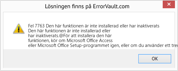 Fix Den här funktionen är inte installerad eller har inaktiverats (Error Fel 7763)
