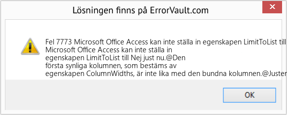 Fix Microsoft Office Access kan inte ställa in egenskapen LimitToList till No just nu (Error Fel 7773)