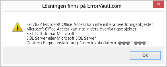 Fix Microsoft Office Access kan inte initiera överföringsobjektet (Error Fel 7822)