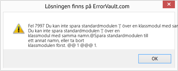 Fix Du kan inte spara standardmodulen '|' över en klassmodul med samma namn (Error Fel 7997)