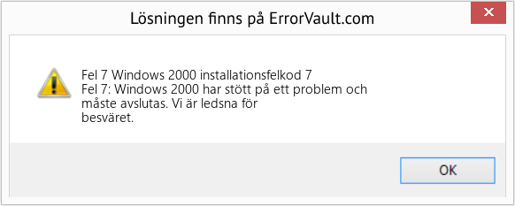 Fix Windows 2000 installationsfelkod 7 (Error Fel 7)