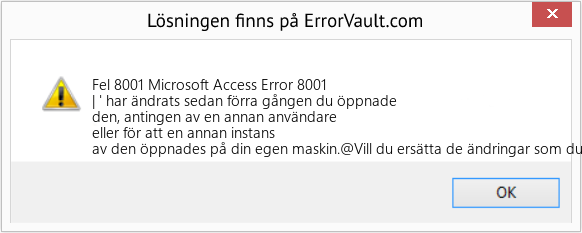 Fix Microsoft Access Error 8001 (Error Fel 8001)