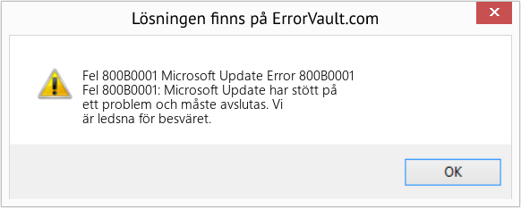 Fix Microsoft Update Error 800B0001 (Error Fel 800B0001)