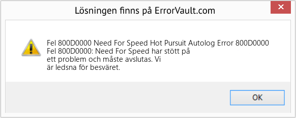 Fix Need For Speed ​​Hot Pursuit Autolog Error 800D0000 (Error Fel 800D0000)
