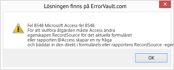 Fix Microsoft Access-fel 8548 (Error Fel 8548)