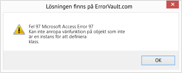 Fix Microsoft Access Error 97 (Error Fel 97)