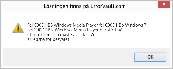 Fix Windows Media Player-fel C00D11Bb Windows 7 (Error Fel C00D11BB)