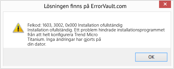 Fix Installation ofullständig (Error Felkod: 1603, 3002, 0x000)