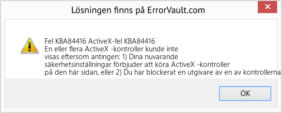 Fix ActiveX-fel KBA84416 (Error Fel KBA84416)