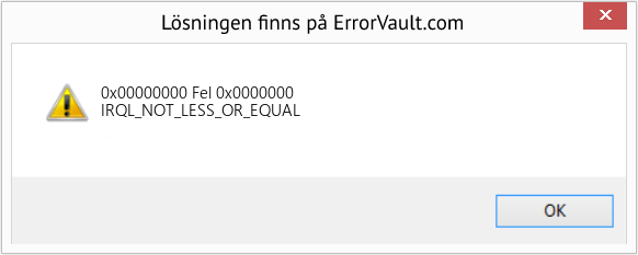 Fix Fel 0x0000000 (Error 0x00000000)