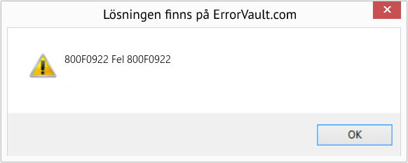 Fix Fel 800F0922 (Error 800F0922)