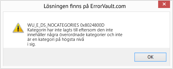 Fix 0x8024800D (Error WU_E_DS_NOCATEGORIES)