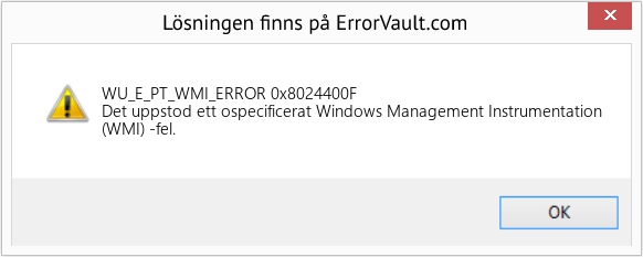 Fix 0x8024400F (Error WU_E_PT_WMI_ERROR)