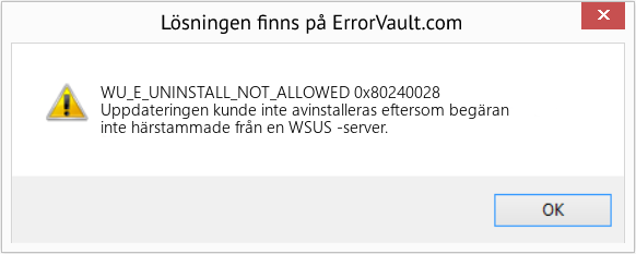 Fix 0x80240028 (Error WU_E_UNINSTALL_NOT_ALLOWED)